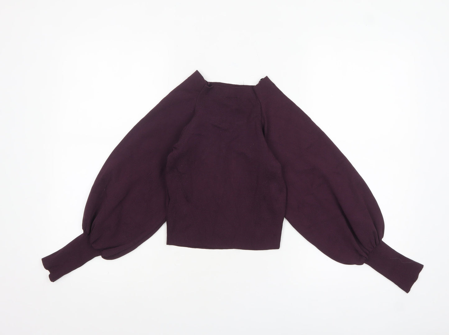 Topshop Women Purple Balloon Sleeve Knit Jumper Size 8