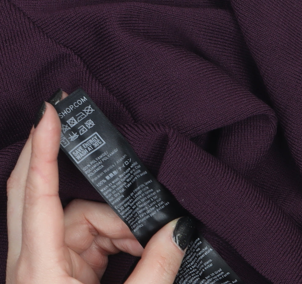 Topshop Women Purple Balloon Sleeve Knit Jumper Size 8