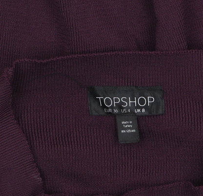 Topshop Women Purple Balloon Sleeve Knit Jumper Size 8
