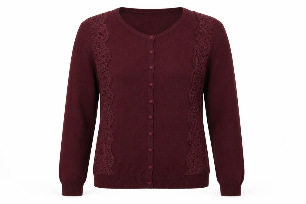 Marks and Spencer Women Purple Lace Button Cardigan Size 8