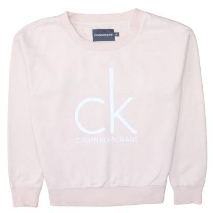 Womens UK Size M Calvin Klein Jeans Pink Pullover Sweatshirt