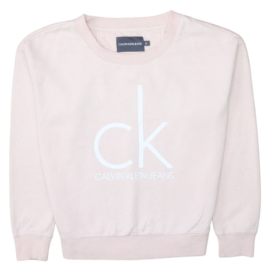 Womens UK Size M Calvin Klein Jeans Pink Pullover Sweatshirt