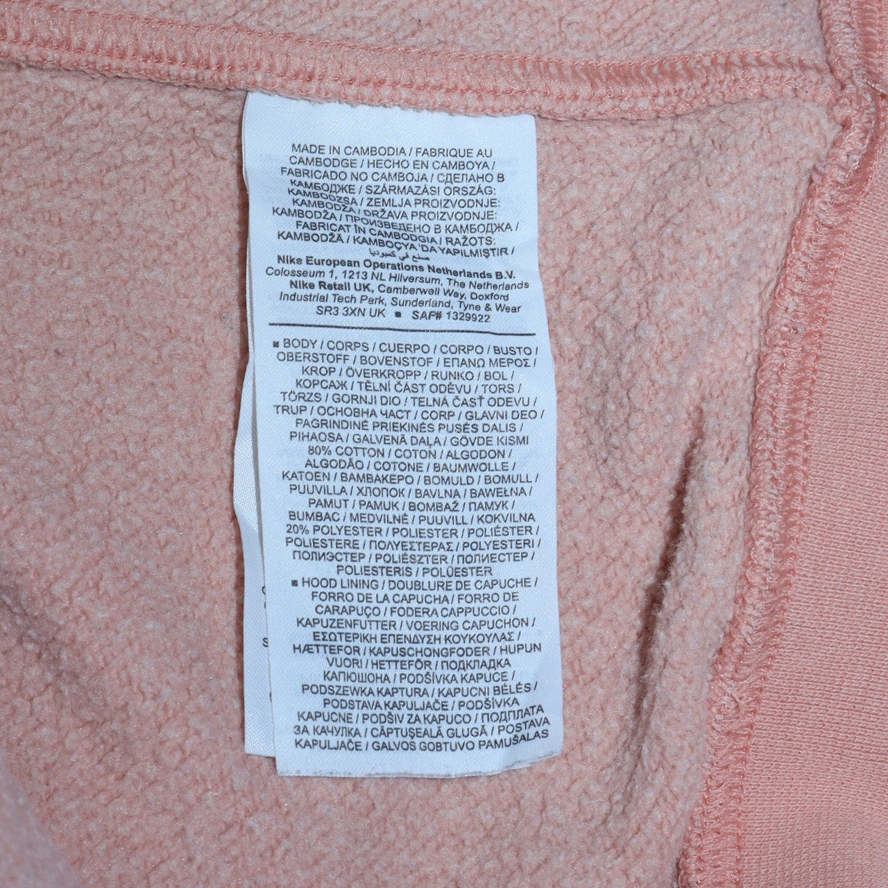 Womens UK Size M Nike Pink Pullover Hoodie