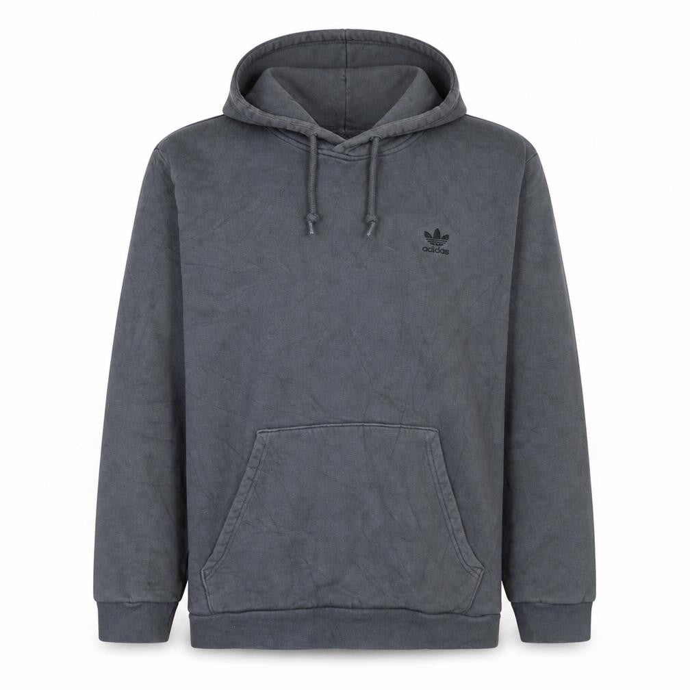 Front view of Adidas men’s grey pullover hoodie l fleece primegreen sportswear