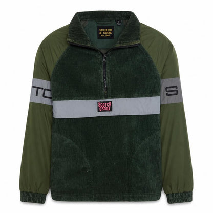 Scotch & Soda Men's Green Corduroy 1/4 Zip Jacket Size M