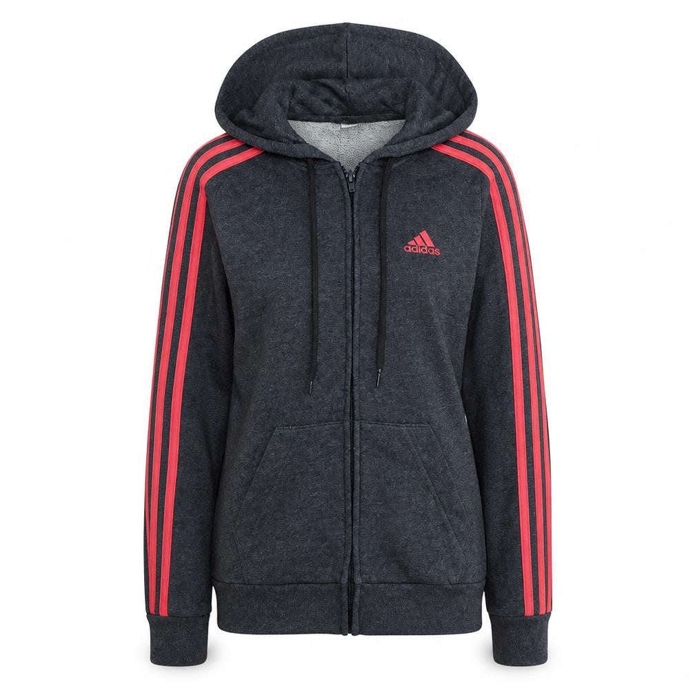 Front view of Adidas women’s navy full zip hoodie xs hooded sweatshirt casual