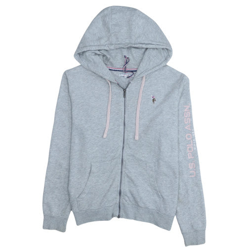 Womens UK Size M U.S. Polo Assn Grey Full Zip Hoodie
