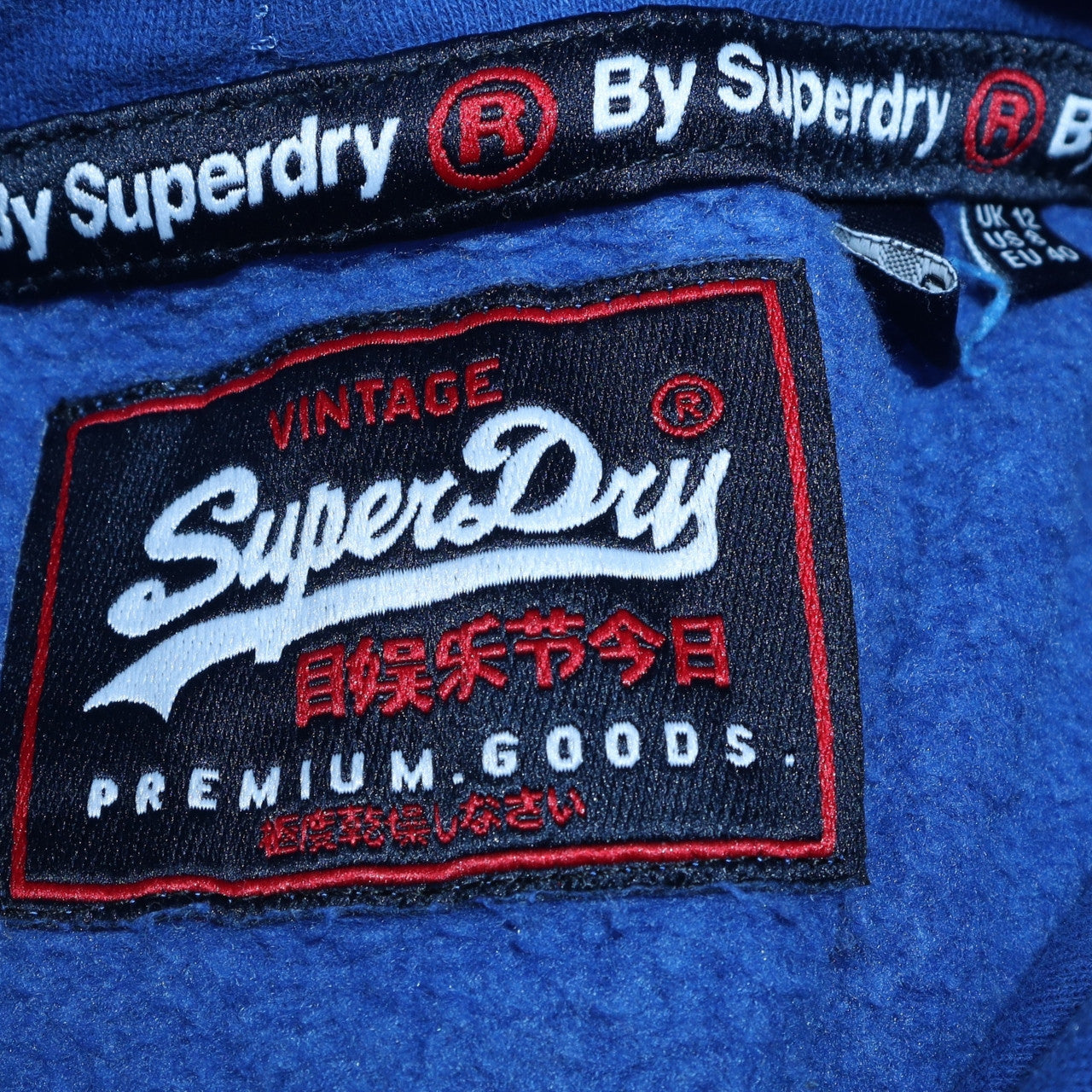 Womens UK Size 12 Superdry Blue Pullover Hoodie