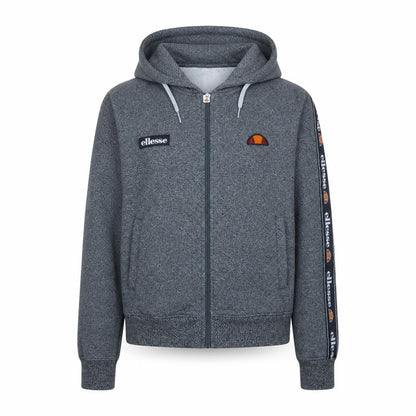 Front view of Ellesse men’s grey full zip hoodie, size L, sports fleece excellent
