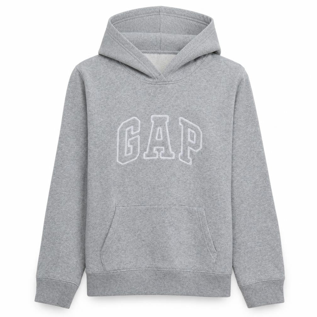 Gap Men's Grey Pullover Logo Hoodie L Regular Fleece Sweatshirt