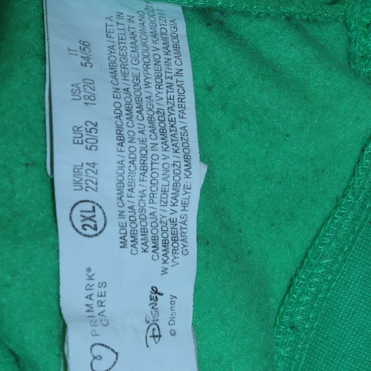 Mens UK Size 2XL Disney Green Pullover Sweatshirt
