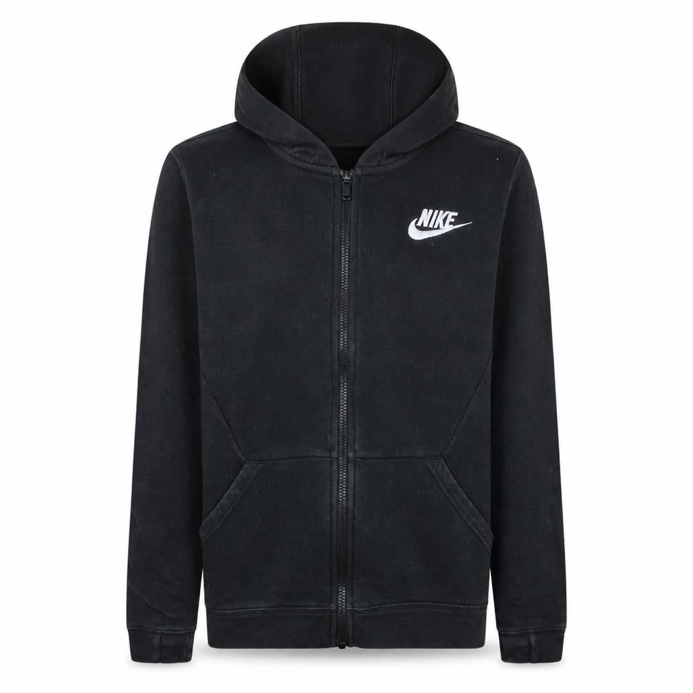 Front view of Nike Teens Black XL Full Zip Hoodie Sweatshirt with Logo