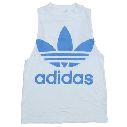 Adidas Women's White Cotton Tank Top Size 10 Crew Neck Sleeveless