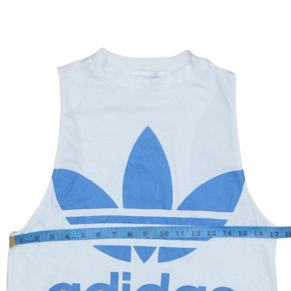 Adidas Women's White Cotton Tank Top Size 10 Crew Neck Sleeveless