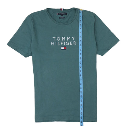 Tommy Hilfiger Men's Green Logo Embroidered Organic Cotton T-Shirt L