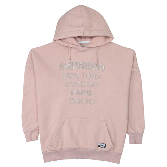 Womens UK Size S Superdry Pink Pullover Hoodie