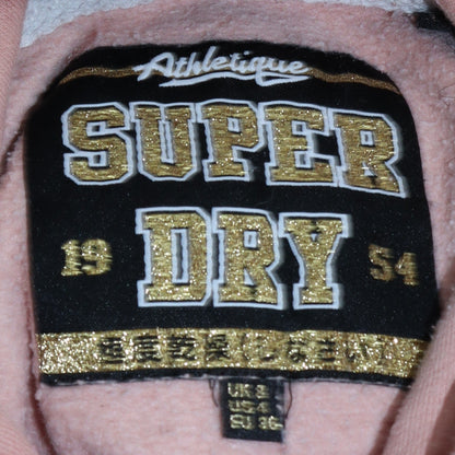 Womens UK Size S Superdry Pink Pullover Hoodie