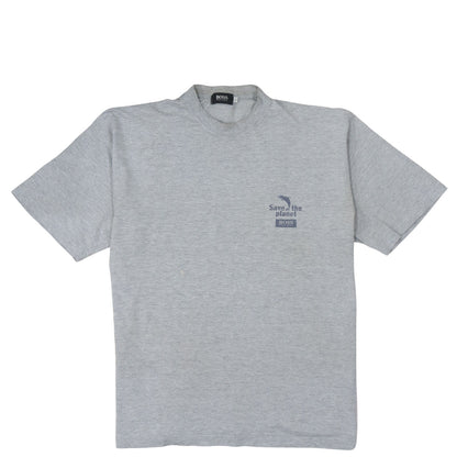 Hugo Boss Men's Grey Save the Planet Short Sleeve T-Shirt Size L