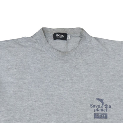 Hugo Boss Men's Grey Save the Planet Short Sleeve T-Shirt Size L