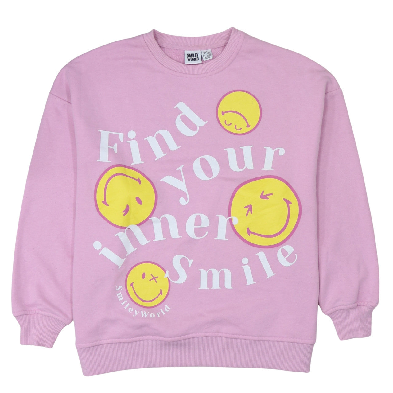 Womens UK Size S SmileyWorld Pink Pullover Sweatshirt
