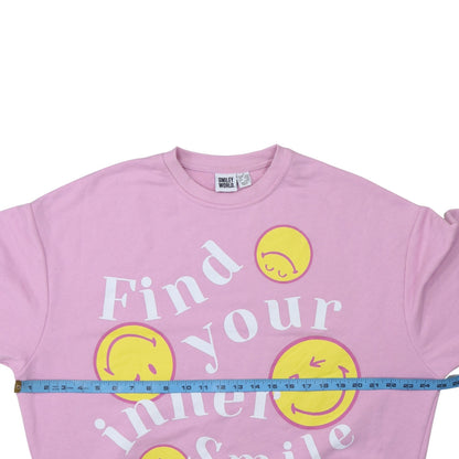 Womens UK Size S SmileyWorld Pink Pullover Sweatshirt