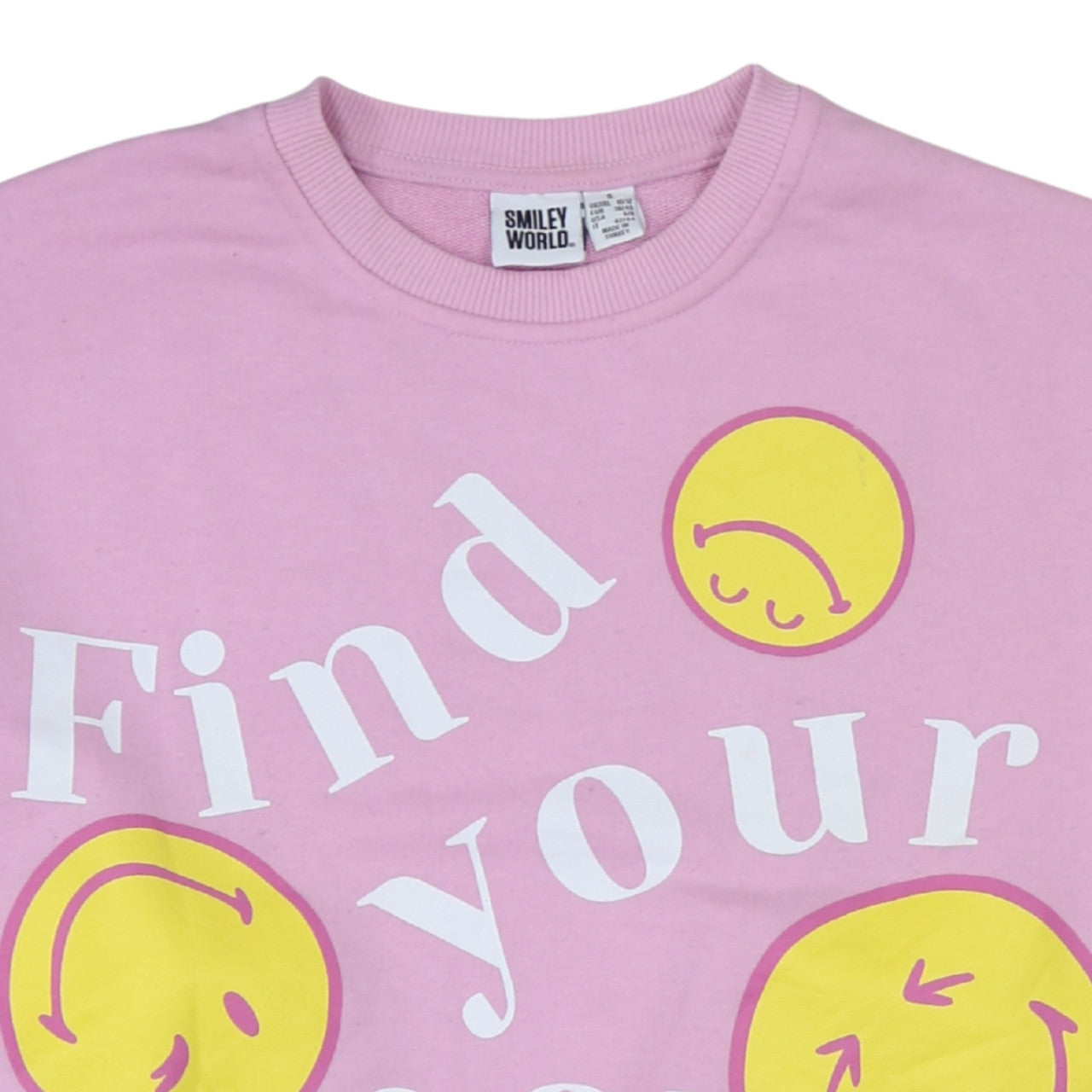 Womens UK Size S SmileyWorld Pink Pullover Sweatshirt
