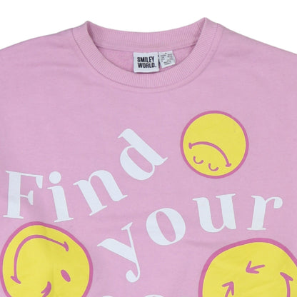 Womens UK Size S SmileyWorld Pink Pullover Sweatshirt