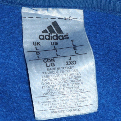 Mens UK Size L adidas Blue Pullover Hoodie