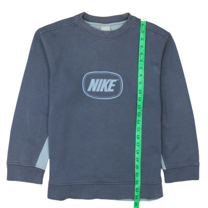 Nike Boys Blue Pullover Sweatshirt Embroidered Logo 6-7 Years Crew Neck