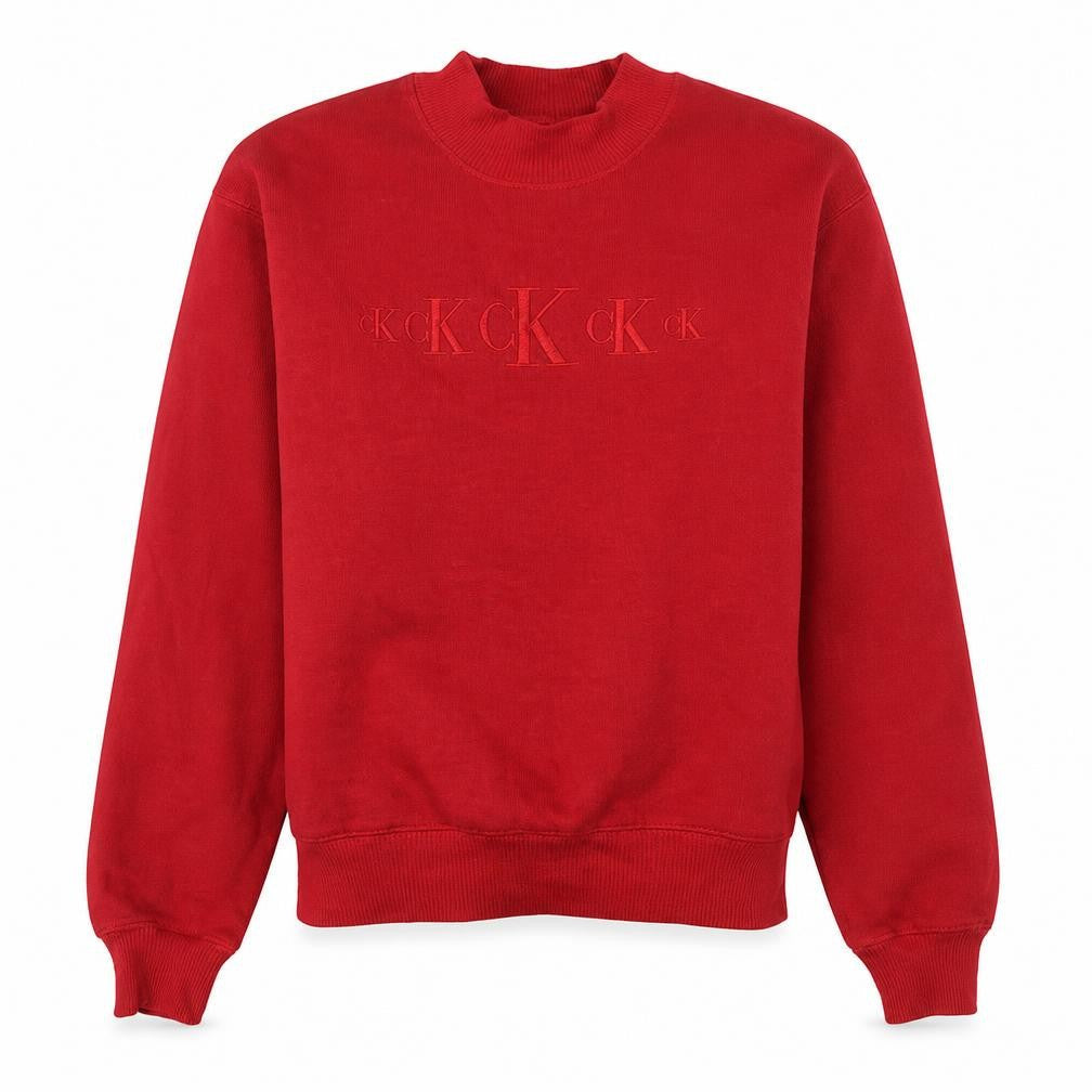 Womens UK Size M Calvin Klein Jeans Red Pullover Sweatshirt