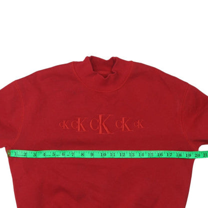 Womens UK Size M Calvin Klein Jeans Red Pullover Sweatshirt