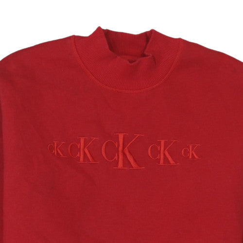 Womens UK Size M Calvin Klein Jeans Red Pullover Sweatshirt