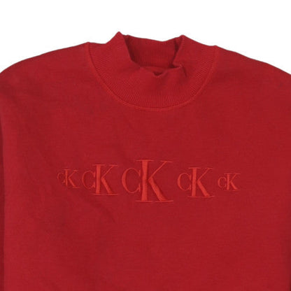 Womens UK Size M Calvin Klein Jeans Red Pullover Sweatshirt