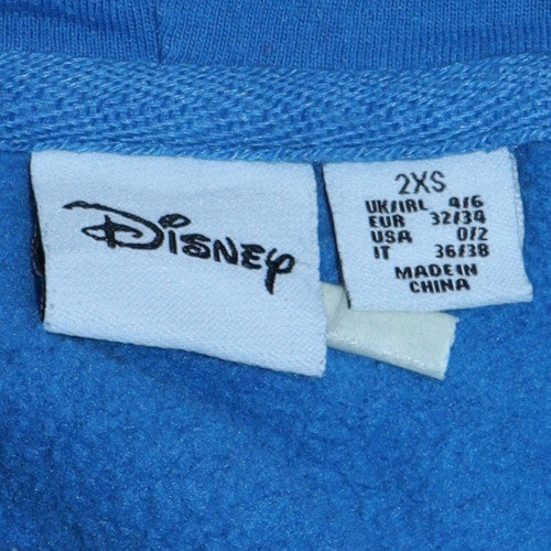 Womens UK Size 2XS Disney Blue Pullover Hoodie