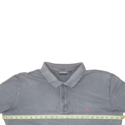 Napapijri Men's Grey Cotton Polo Shirt Size M Regular Fit