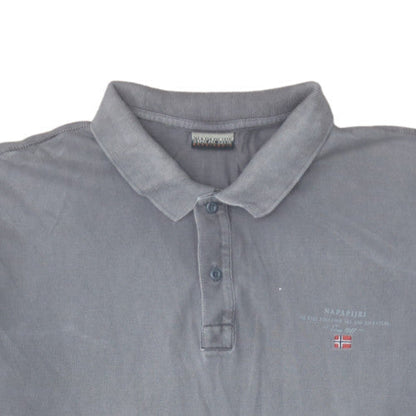 Napapijri Men's Grey Cotton Polo Shirt Size M Regular Fit