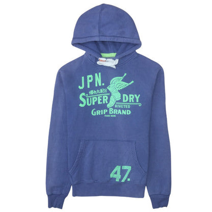 Mens UK Size M Superdry Blue Pullover Hoodie