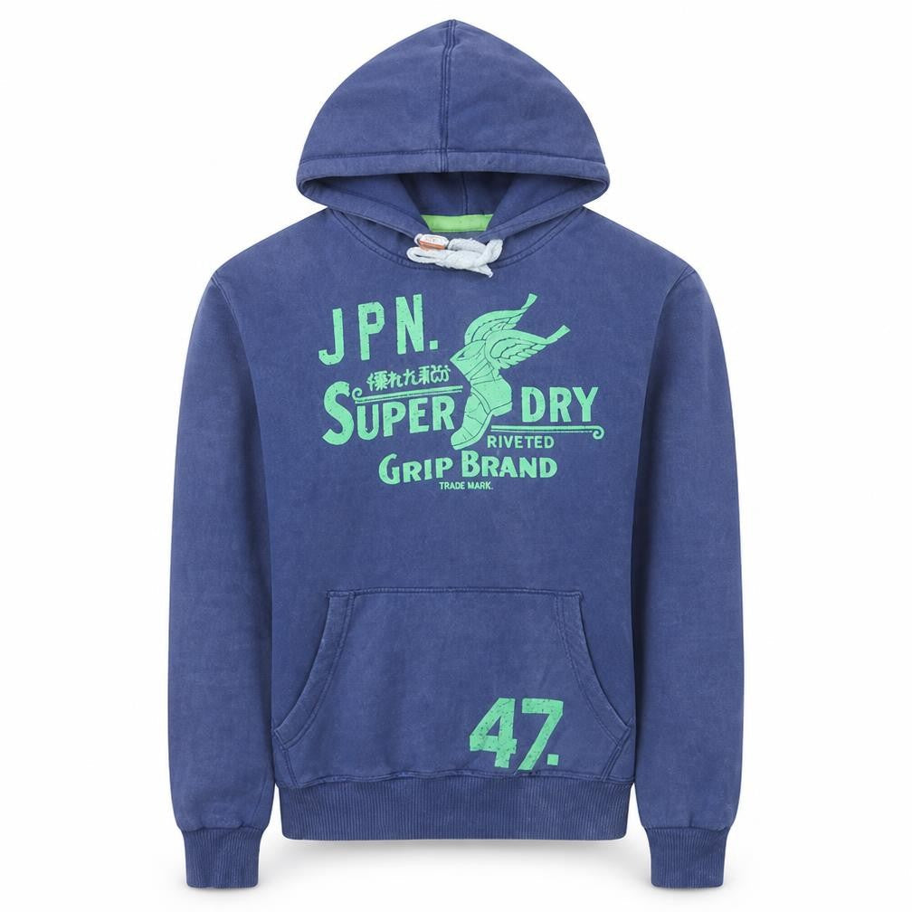 Mens UK Size M Superdry Blue Pullover Hoodie