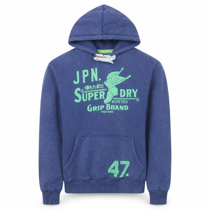 Mens UK Size M Superdry Blue Pullover Hoodie