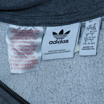 adidas Boys Grey 1/4 Zip Pullover Hoodie XL 15-16 Years Sports Fleece