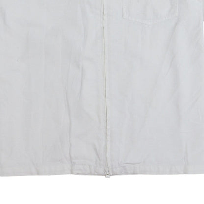 Converse Men's White Cotton Zip-Up Short Sleeve Shirt M