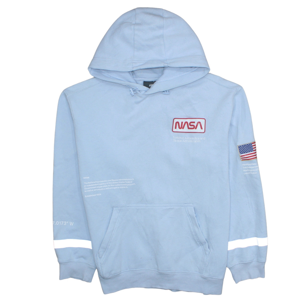 Mens UK Size L H&M Blue Pullover Hoodie