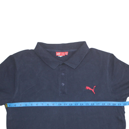 Puma Men's Blue XL Cotton Polo Shirt with Red Logo