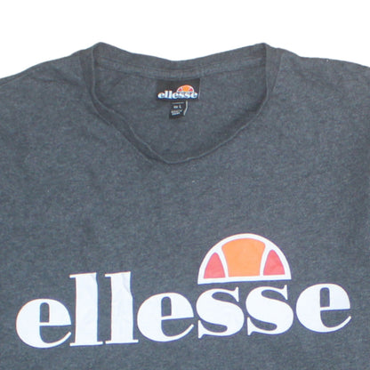 Ellesse Men's Grey Logo Short Sleeve Crew Neck Cotton T-Shirt Size L