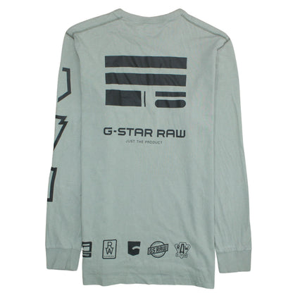 G-Star RAW Men’s Green Long Sleeve Graphic Print T-Shirt XL