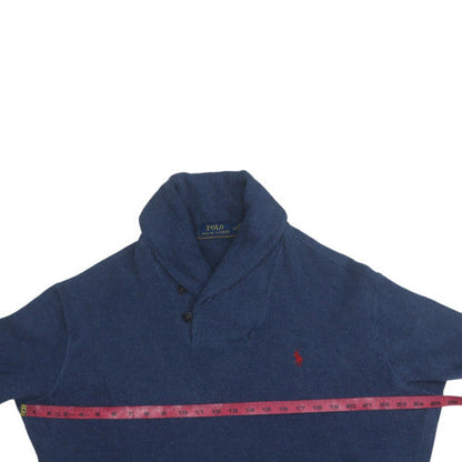 Ralph Lauren Men’s Blue Cotton Henley Jumper L Long Sleeve