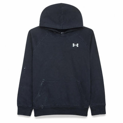 Front view of Under Armour boys’ black ylg pullover hoodie loose fit fleece sweatshirt