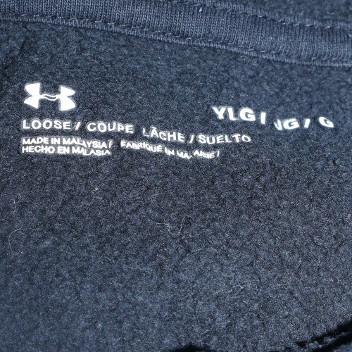 Under Armour Boys Black YLG Pullover Hoodie Loose Fit Fleece Sweatshirt
