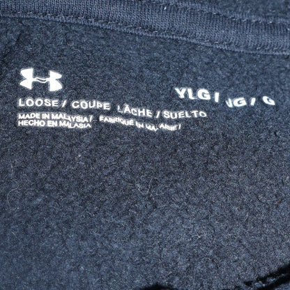 Under Armour Boys Black YLG Pullover Hoodie Loose Fit Fleece Sweatshirt