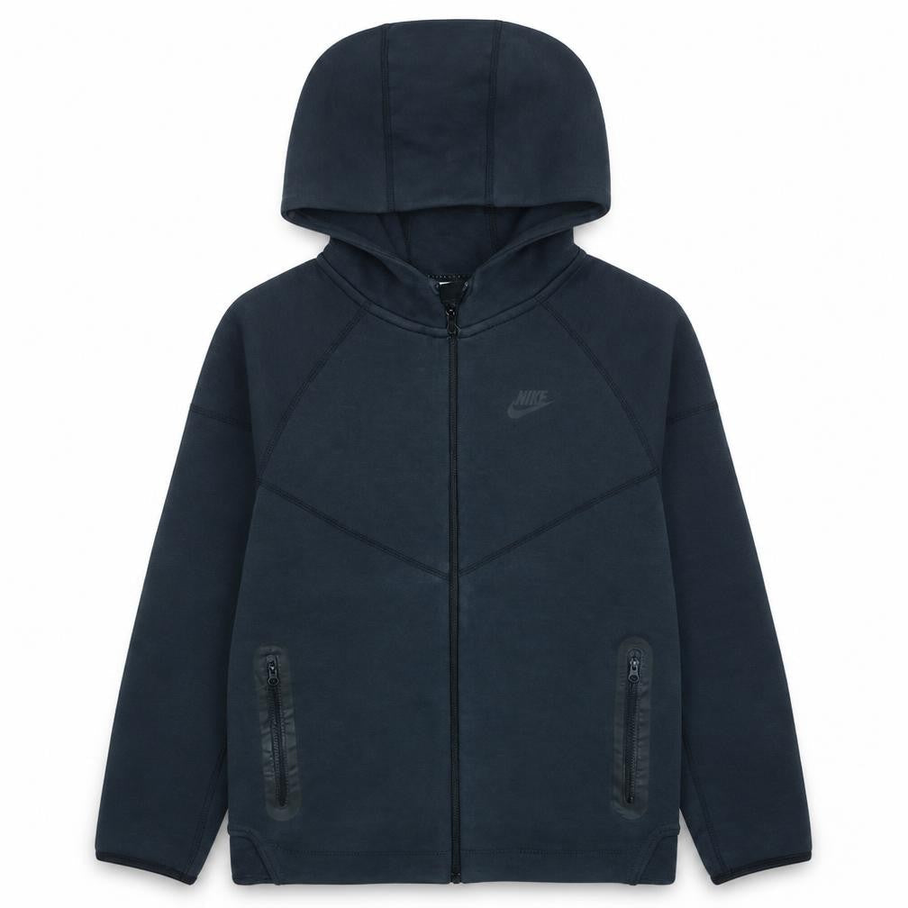 Front view of Nike boys’ black xl full zip fleece hoodie